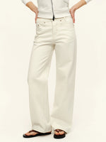 White Mid-Rise Straight Jeans