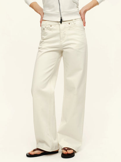 White Mid-Rise Straight Jeans