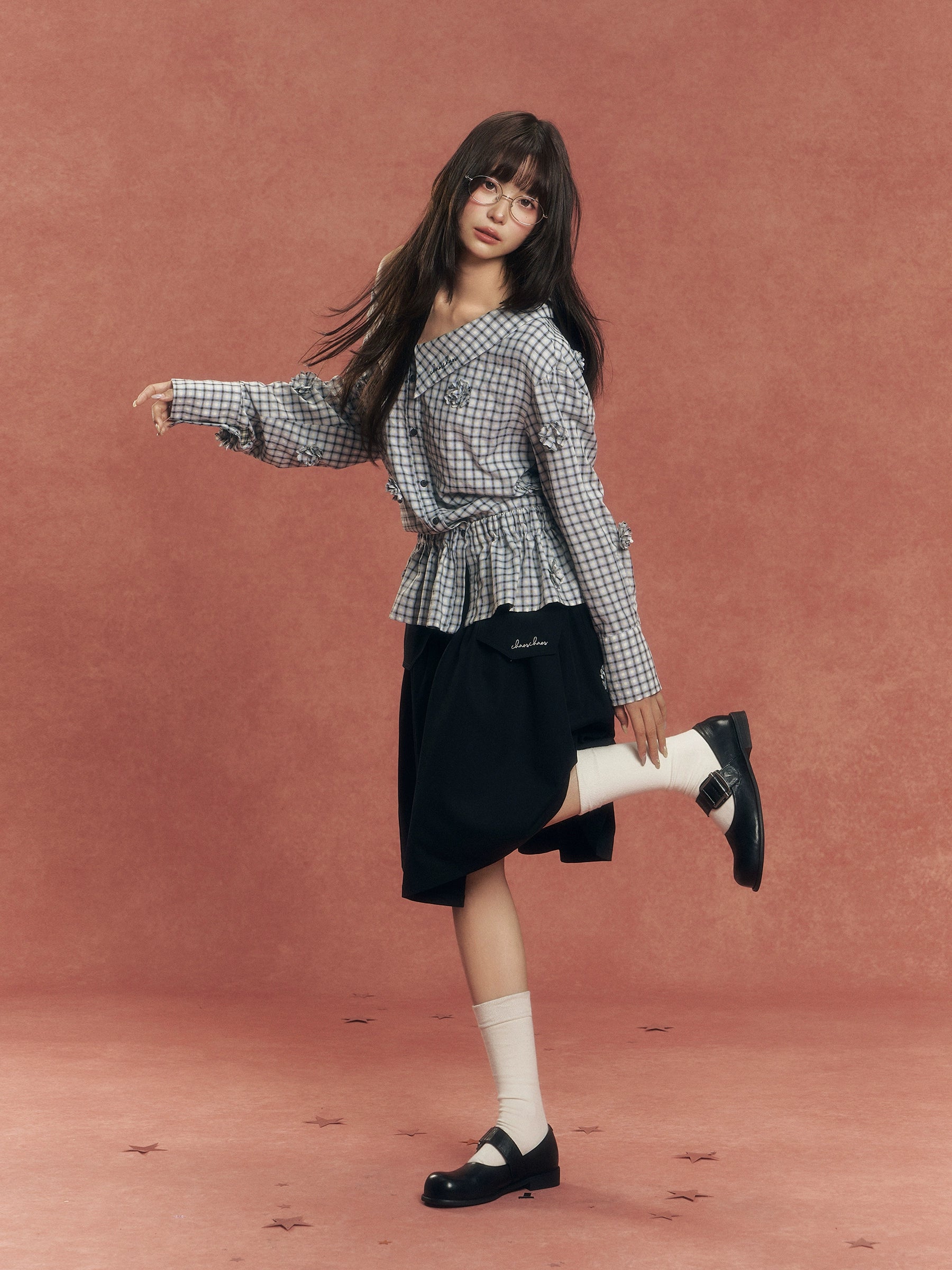 3D Floral Off-Shoulder Shirt