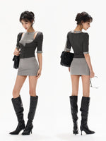 Gray Cutout Knit Dress