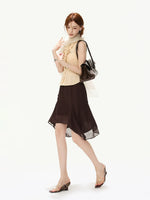 Chiffon Asymmetric Midi Skirt