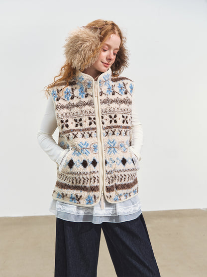 Fair Isle Patterned Fleece Vest