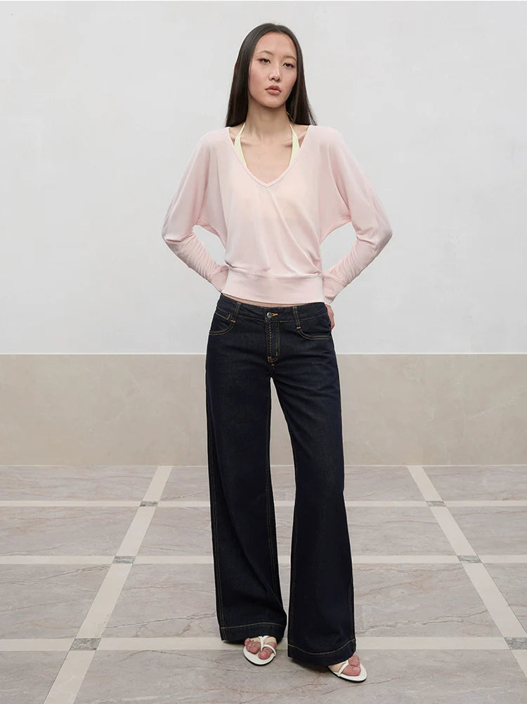 Lyocell-Linen V-Neck Knit Cover-up
