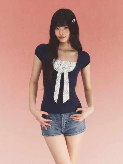 Bow Polka Dot Top