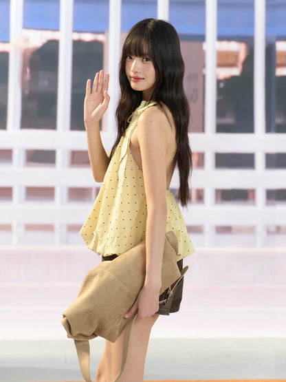 Yellow Polka Dot Halter Top