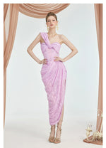 Lillian Lace Chiffon Mesh Knot Dress