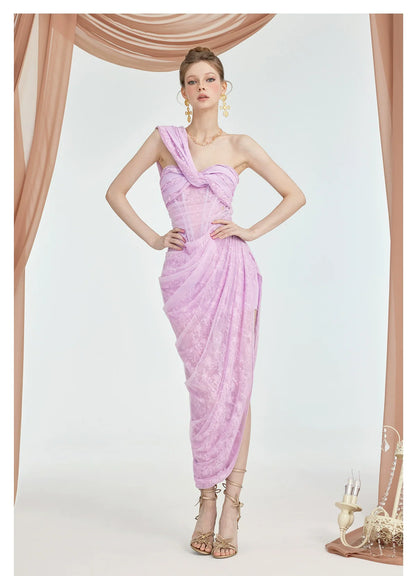 Lillian Lace Chiffon Mesh Knot Dress