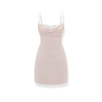 Pink Sheath Satin-Lace Paneled Dress