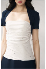 Navy Blue Cropped Shrug & Dress Set
