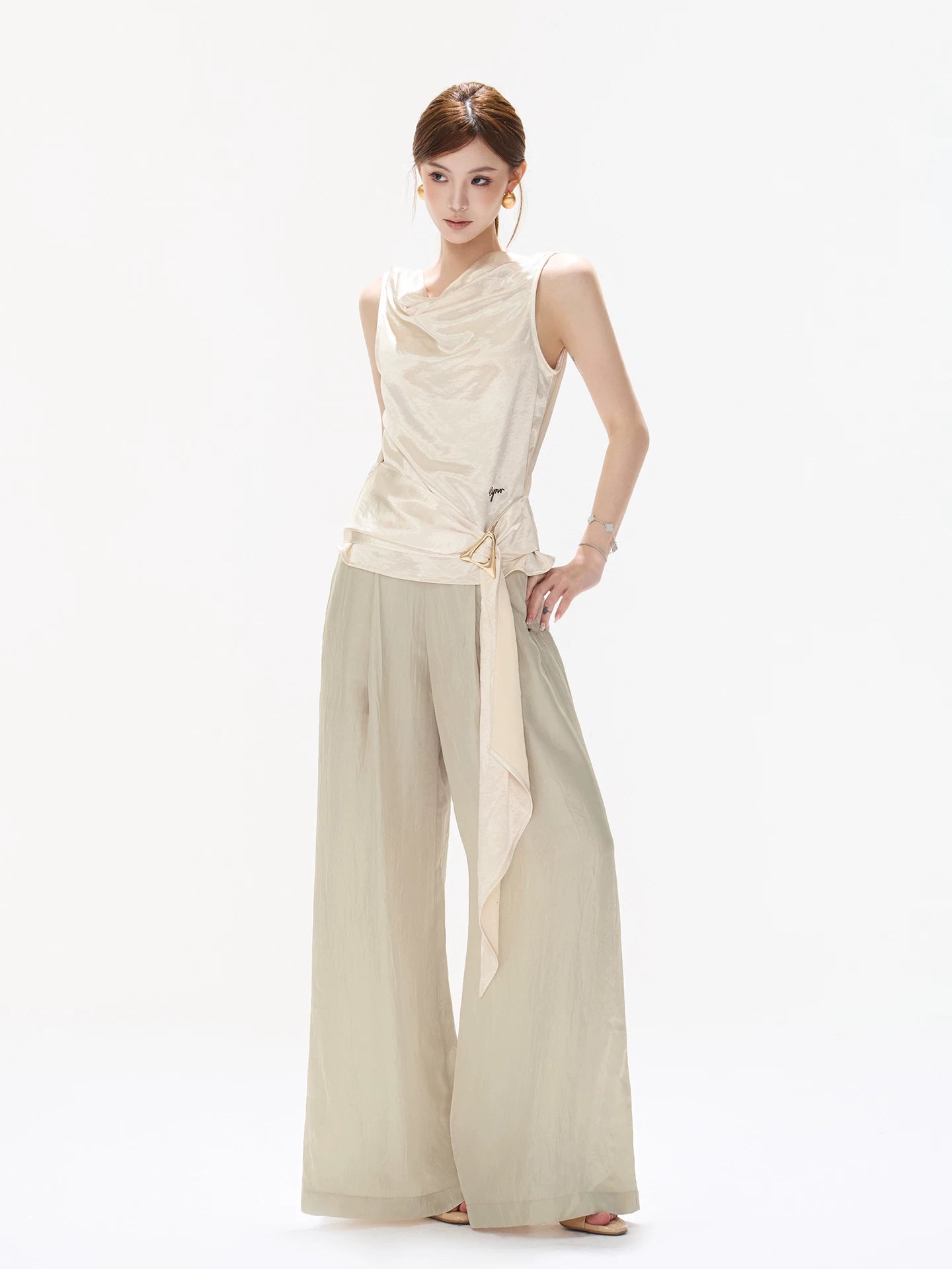 Acetate Wide Leg Pants