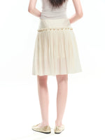 Beaded A-line Pleated Tencel Skirt