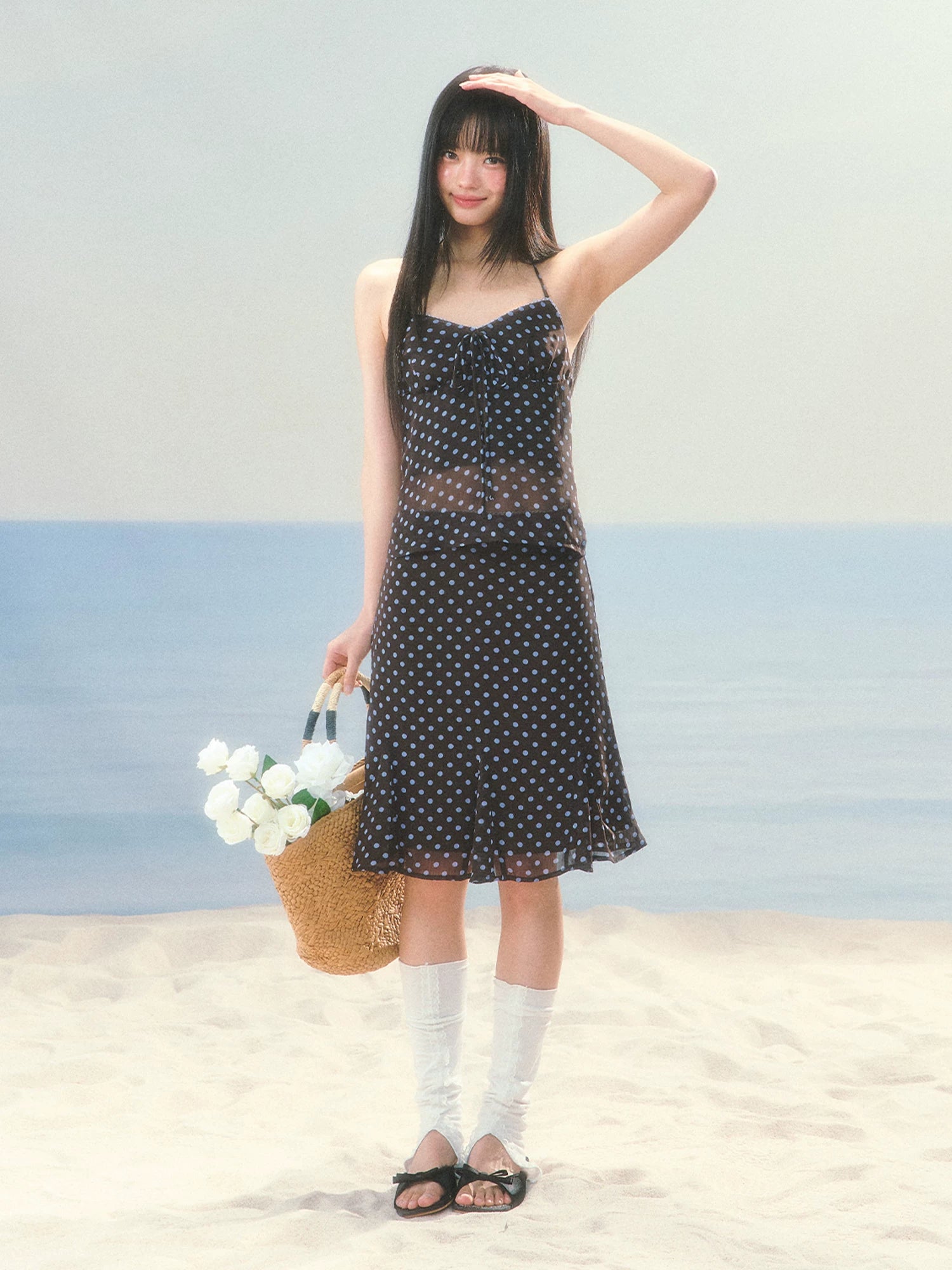Polka Dot Halter Camisole Top &amp; Skirt Set