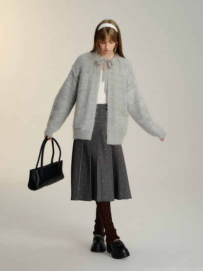 Plush Drawstring Cardigan