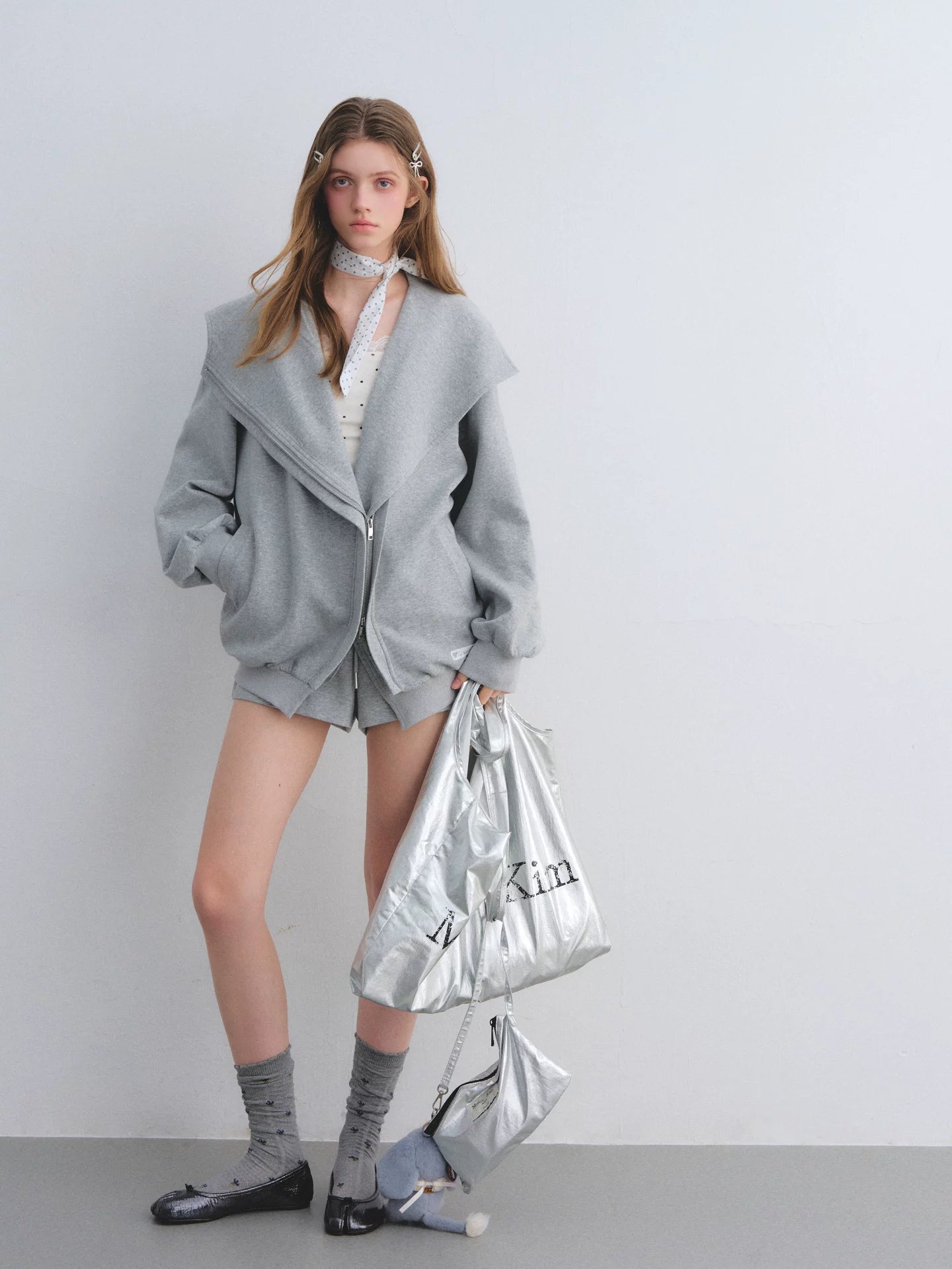 Lapel Zip Hoodie Set