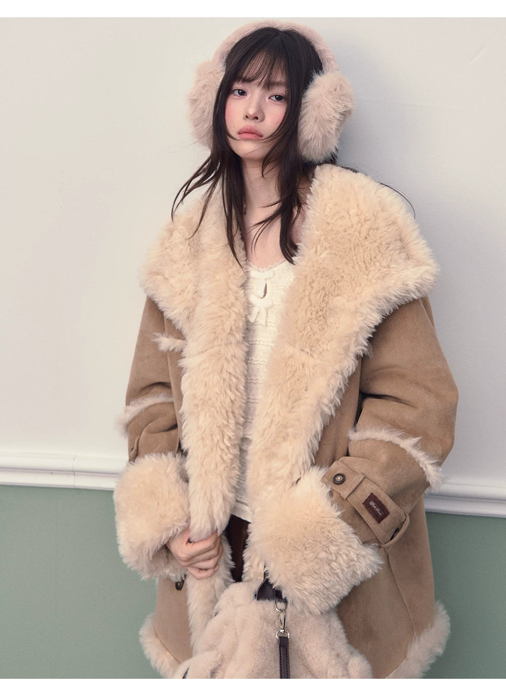 Vintage Suede Faux Fur Coat