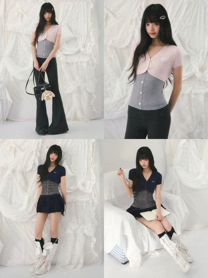 Color-Blocked Knit Two-Piece Top