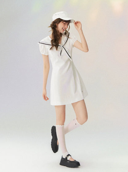 "Nautical Diary" Short Sleeve Dress