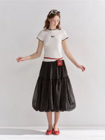 Bubble Hem Midi Skirt