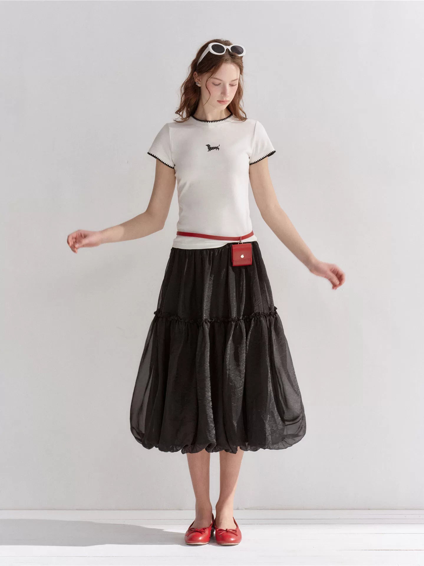 Bubble Hem Midi Skirt