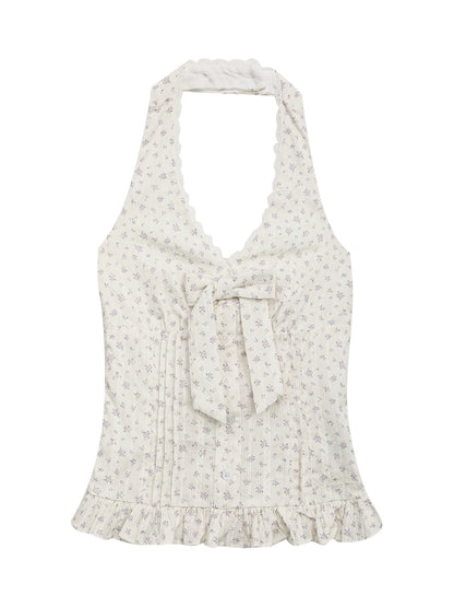 Floral Halter Bow Top