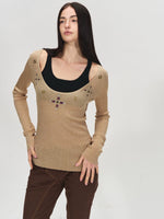 Layered Shimmer Wool Long Sleeve Top