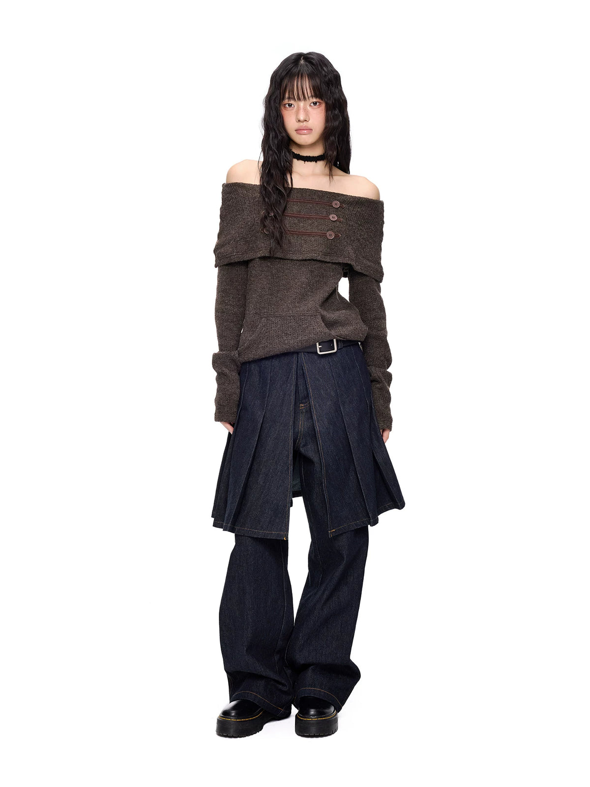 Napoleon Off-Shoulder Knit Sweater