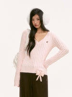 Pink V-Neck Knit Top