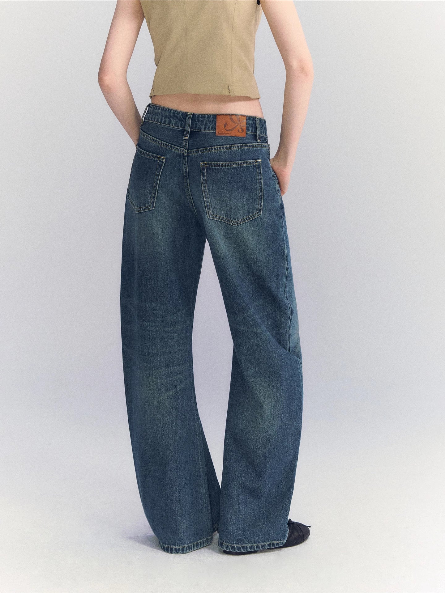Vintage Washed Wide Leg Jeans