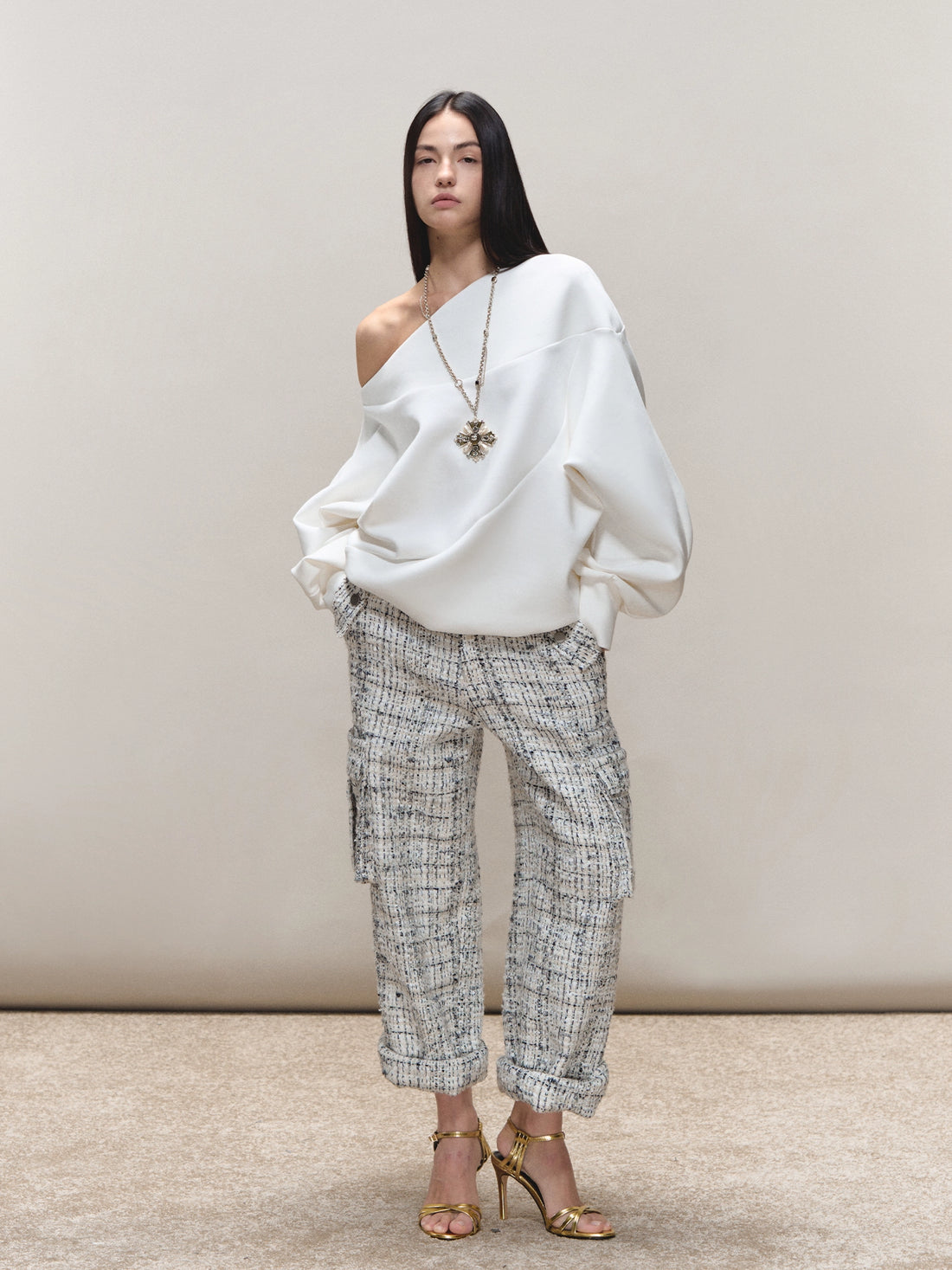 Asymmetric Off-Shoulder Oversized Sweatshirt