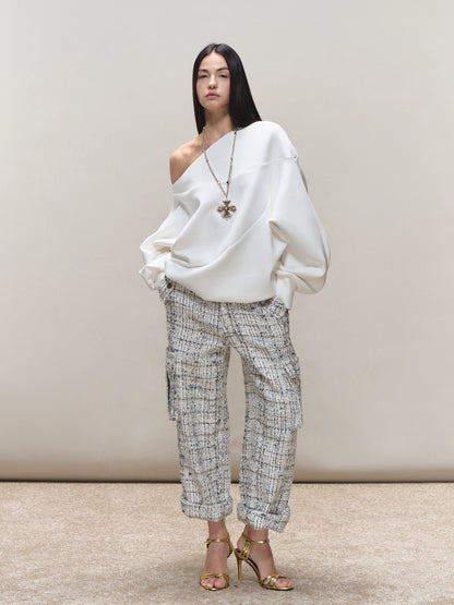 Asymmetric Off-Shoulder Oversized Sweatshirt