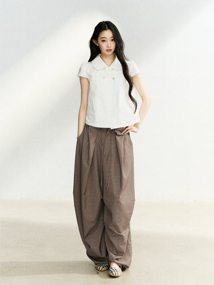White Cotton Double Button Shirt