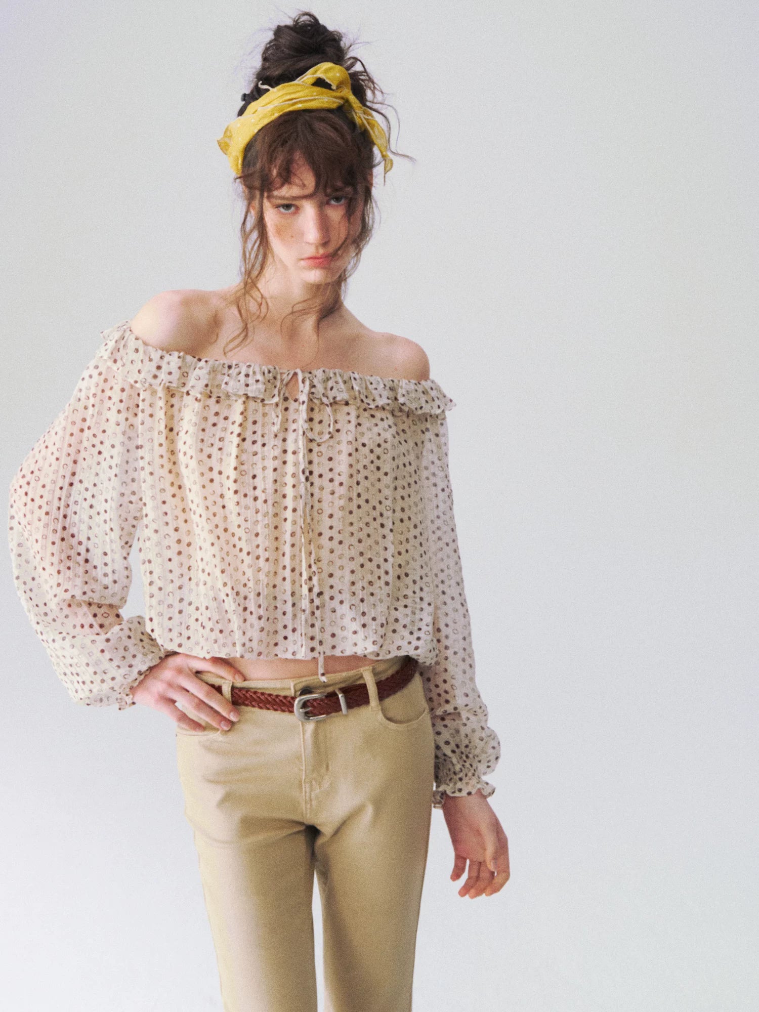 French Off-Shoulder Ruffle Top