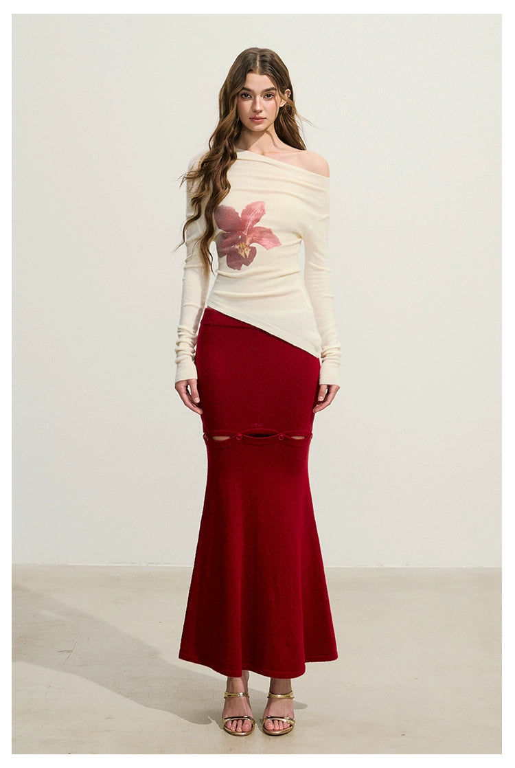 Asymmetrical Knit Top &amp; Mermaid Skirt Set