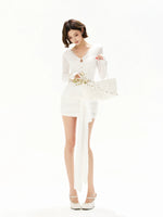 Lace Twist V-Neck Mini Dress