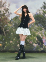 Black Polka Dot Halter Dress