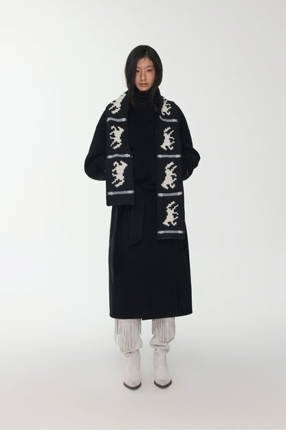 Fair Isle Pony Jacquard Knit Scarf