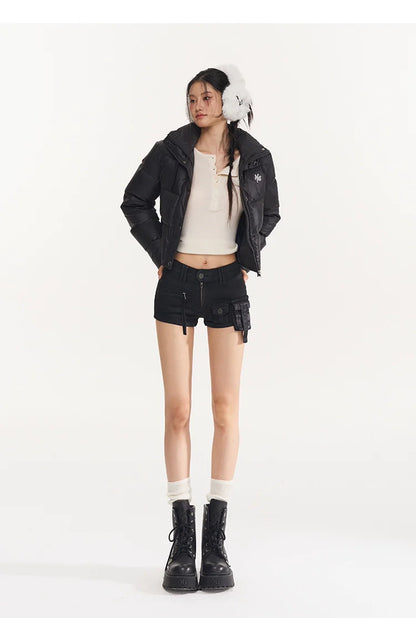Black &amp; White Pearl Down Short Jacket