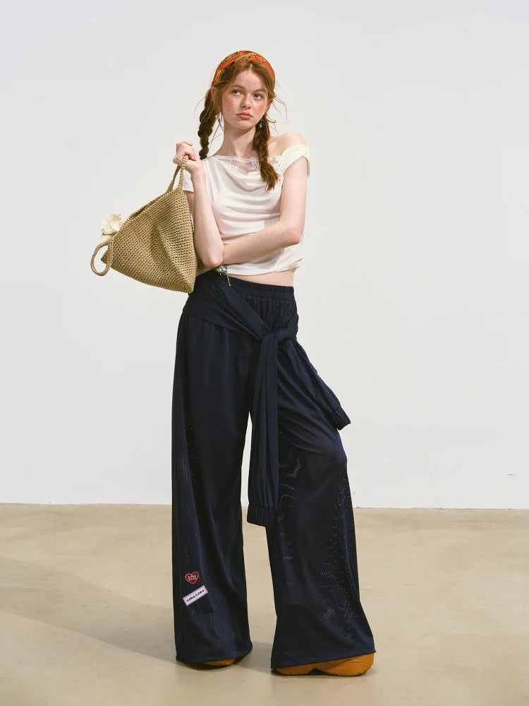 Tie-Waist Flowy Linen Wide-Leg Pants