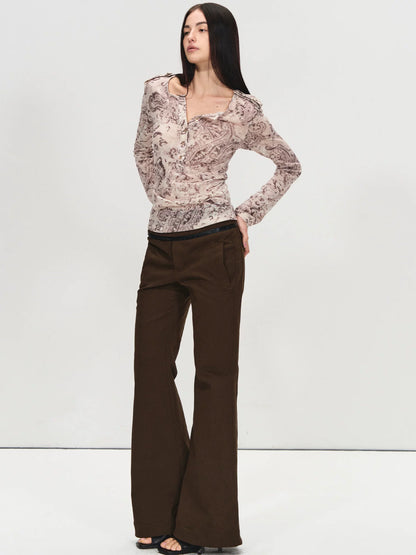 Metal Buckle Flare Cargo Pants