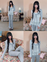 Gray Stripe Lace Set