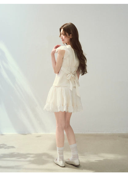 “Shell Girl” Ruffle Layered Shirt &amp; Skirt Set
