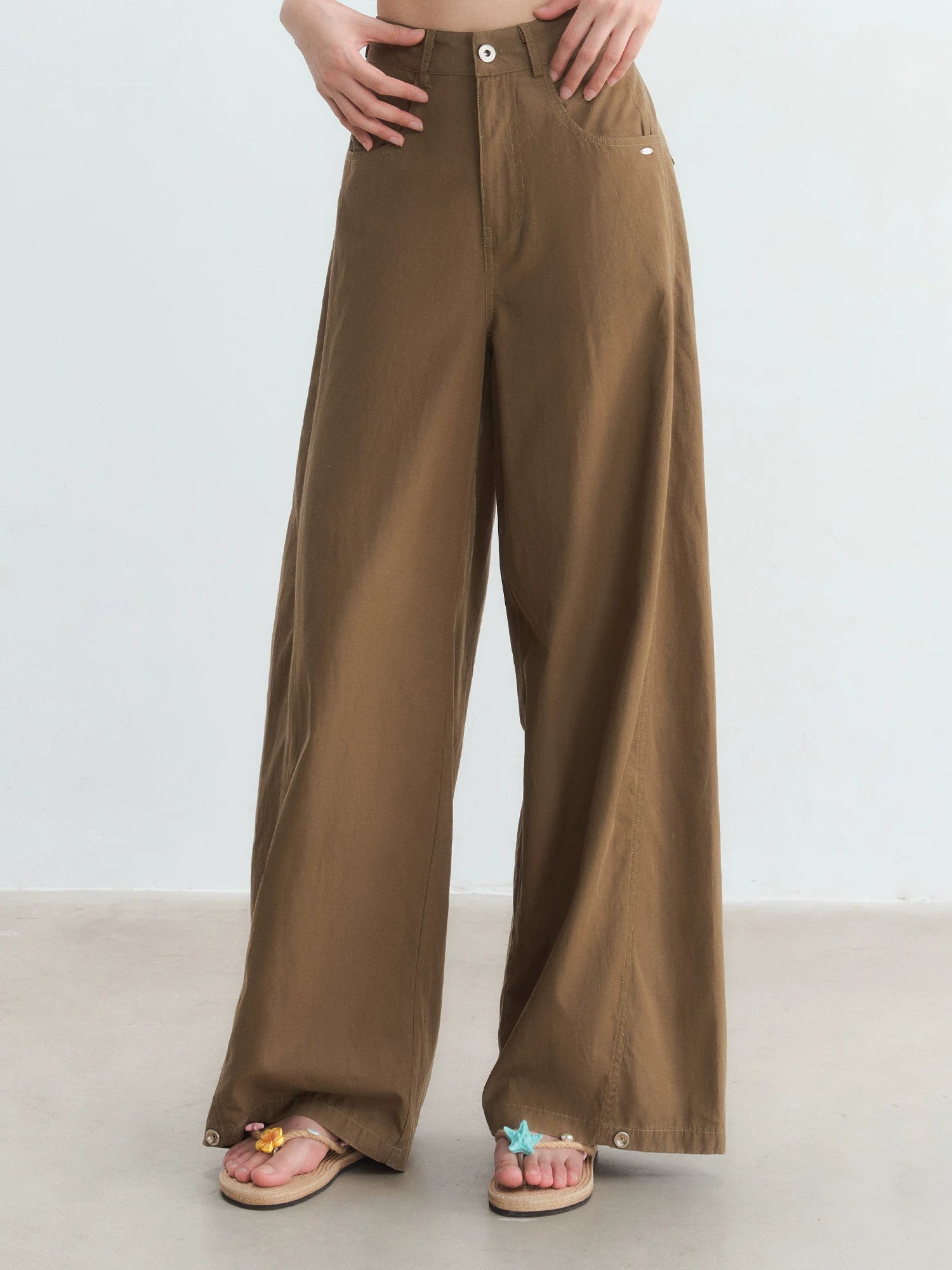 Retro Coffee Wide-Leg Pants