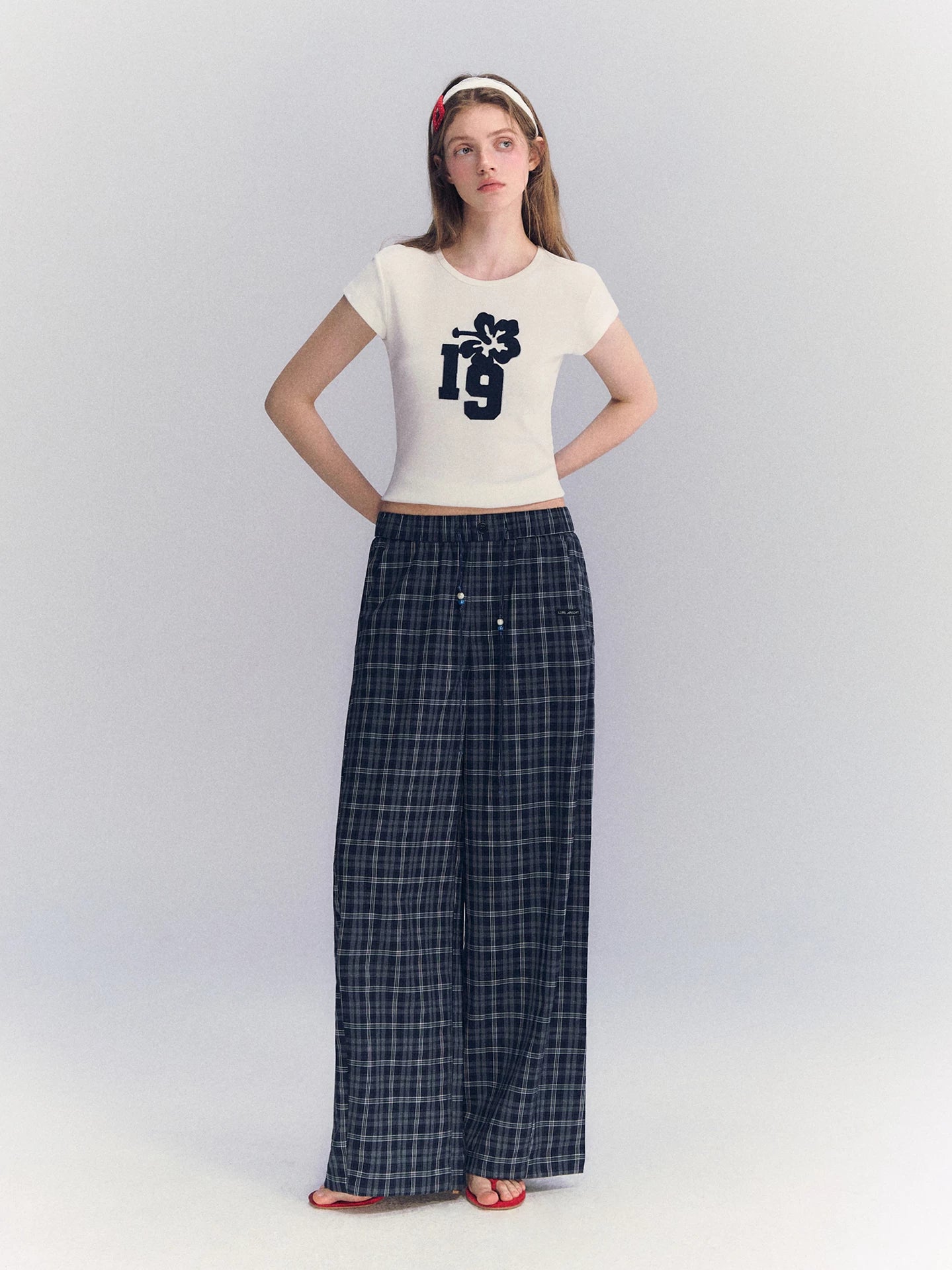 Plaid Wide-Leg Pants