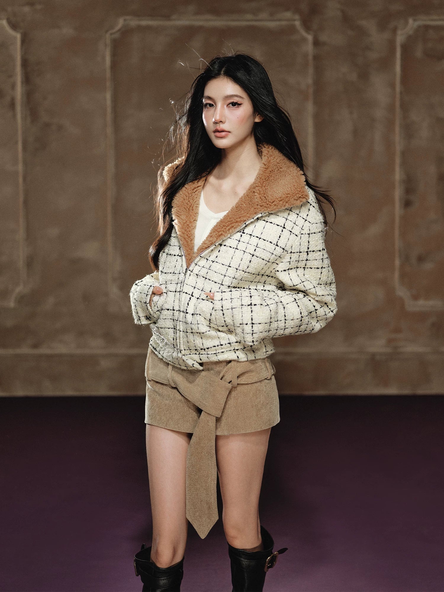 Corduroy Wide-Waist Mini Skirt