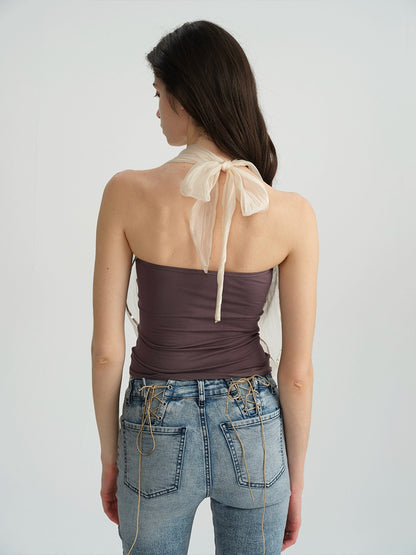Sequin Mesh Layered Bustier Top