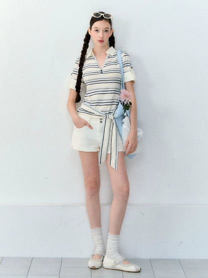 Layered Polo Knit T-Shirt