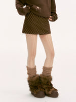 Brown Vintage Polka Dot Mini Skirt