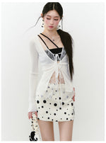 Polka Dot Zipper Reversible Skirt