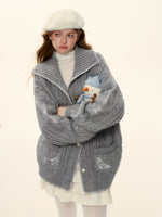 Embroidered Cable Knit Jacket