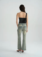 Two-Tone Tie-Strap Knit Bustier